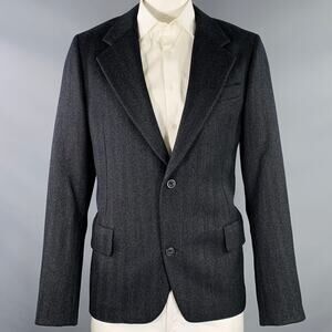 ALEXANDER MCQUEEN Size 44 Black Wool Cashmere Sport Coat